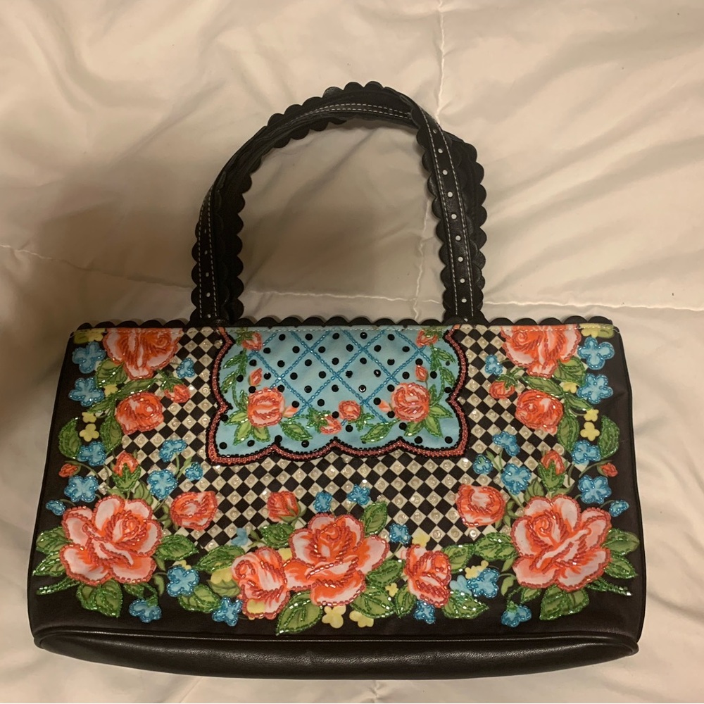 Isabella Fiore Black and Blue Shoulder Bag